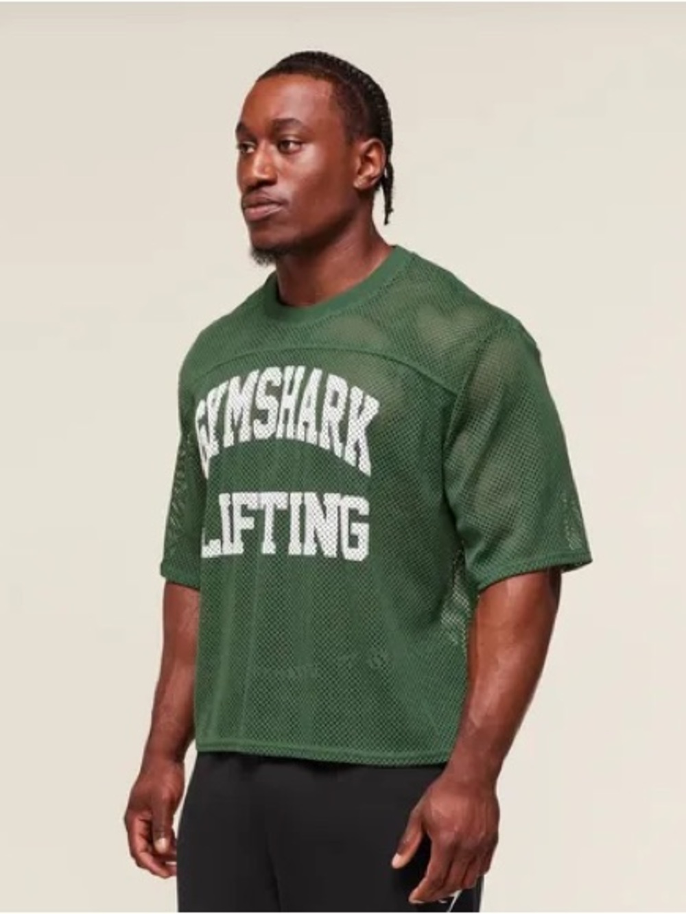 Gymshark Men’s Dark Green Mesh Lifting Tee with White Logo - Picture 3 of 3